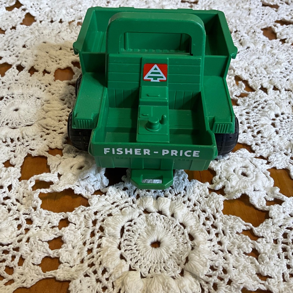 1976 Fisher Price Ranger Truck Toy Green Plastic Dump Bed Vintage